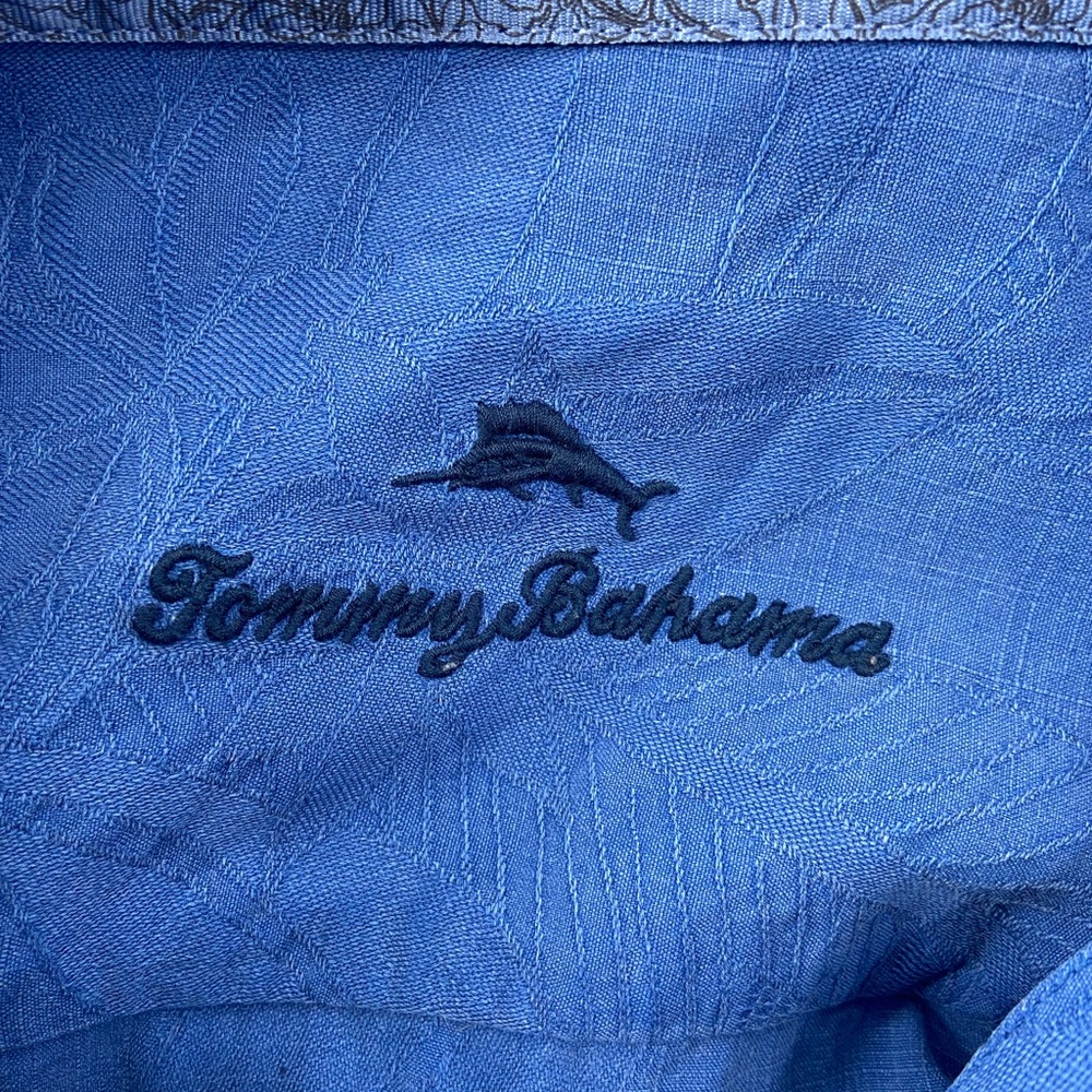Tommy Bahama 100% Silk Men’s Button‎ Down Short Sleeve Blue Floral Large - Picture 5 of 8